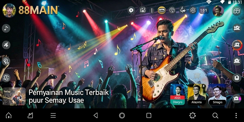 Tampilan gameplay 88MAIN yang menunjukkan interaksi pengguna dengan musik.