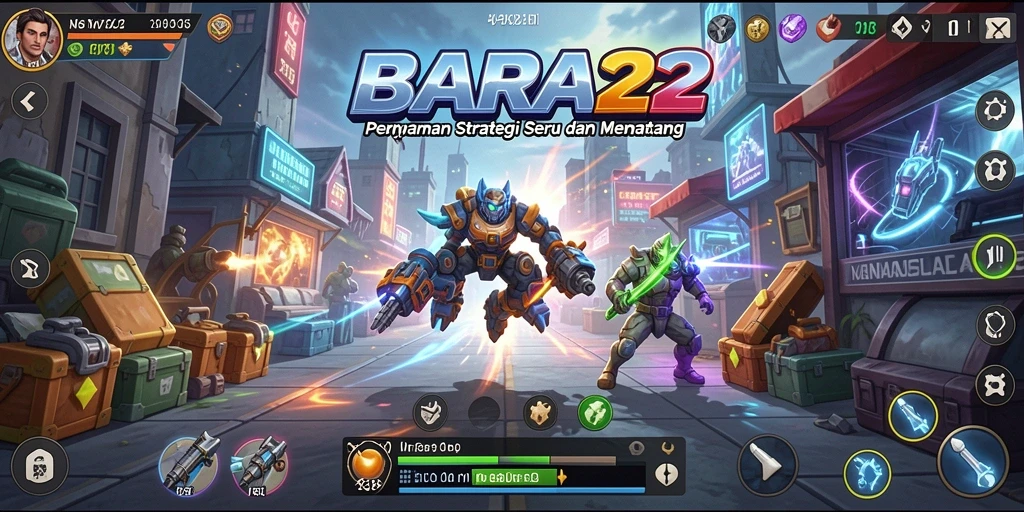 Screenshot menampilkan aksi seru dalam gameplay strategi BARA22.