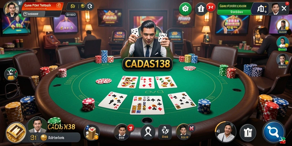 Tangkapan layar permainan Poker yang mendebarkan dan menarik.