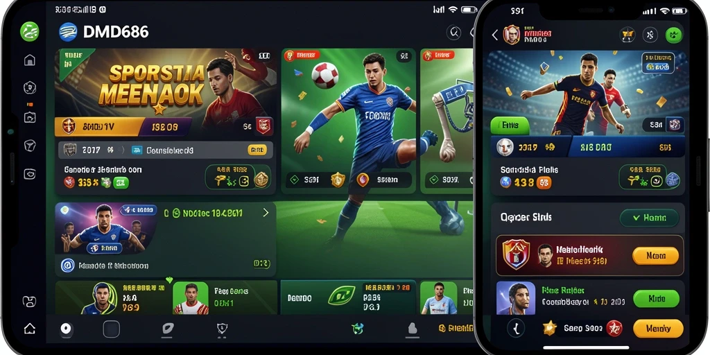 Screenshot utama DMD686 menunjukkan antarmuka taruhan olahraga yang menarik.
