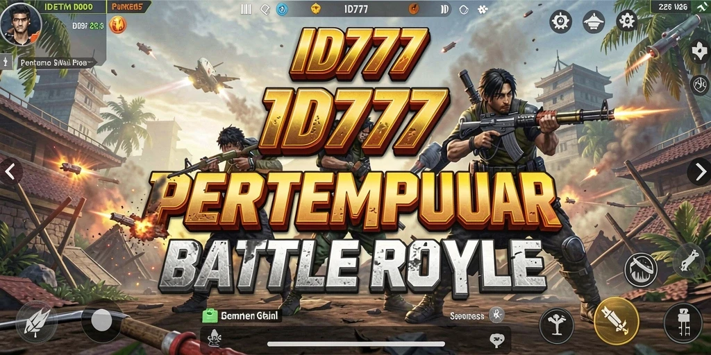 Tampilan dinamis dari gameplay Battle Royale ID777 yang intens.