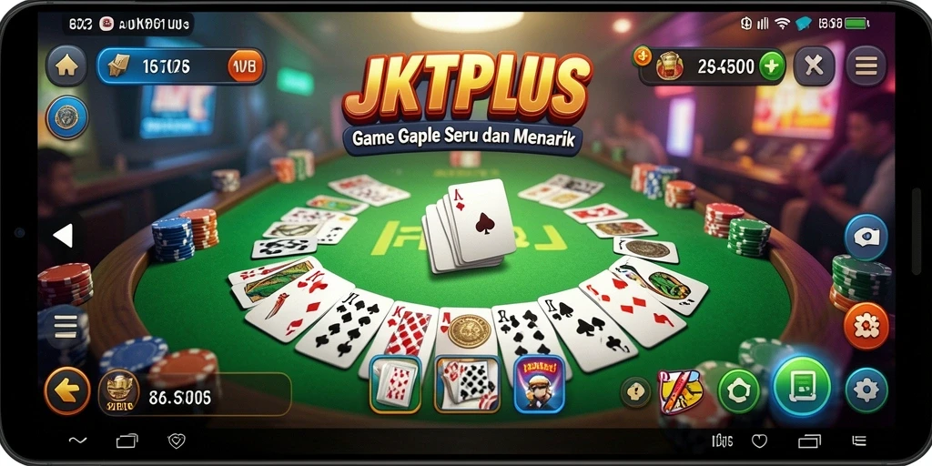 Tampilan gameplay seru JKTPLUS dengan suasana Gaple yang menarik.