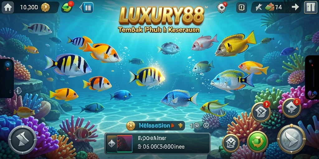 Screenshot gameplay LUXURY88 menampilkan keseruan menangkap ikan.