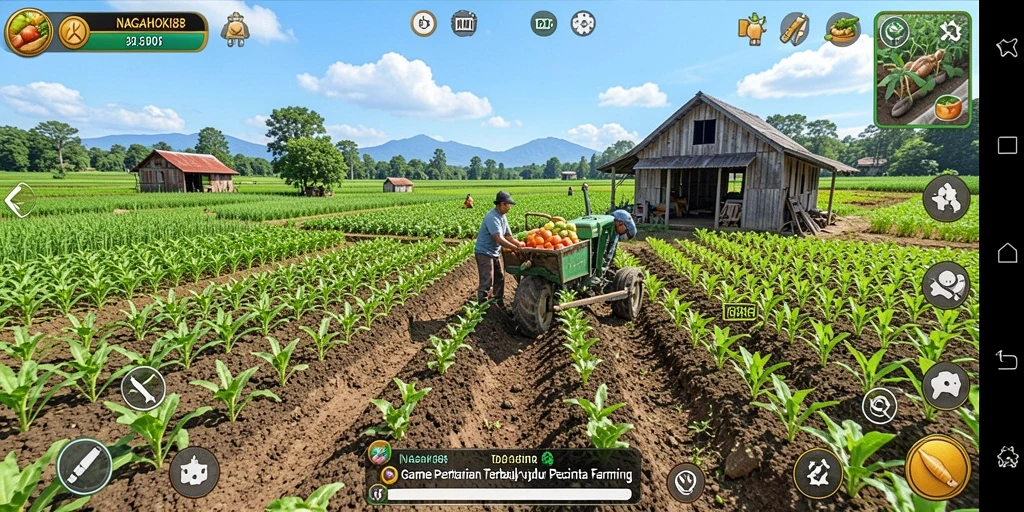 Screenshot gameplay NAGAHOKI88 menampilkan aktivitas berkebun yang seru.