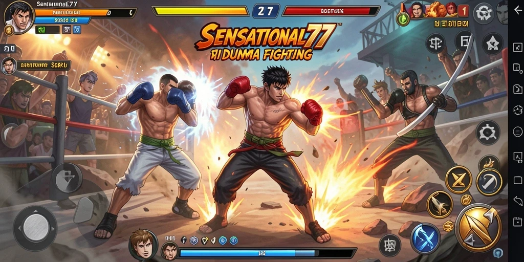 Tangkapan layar utama dari gameplay Fighting yang intens di SENSATIONAL77.