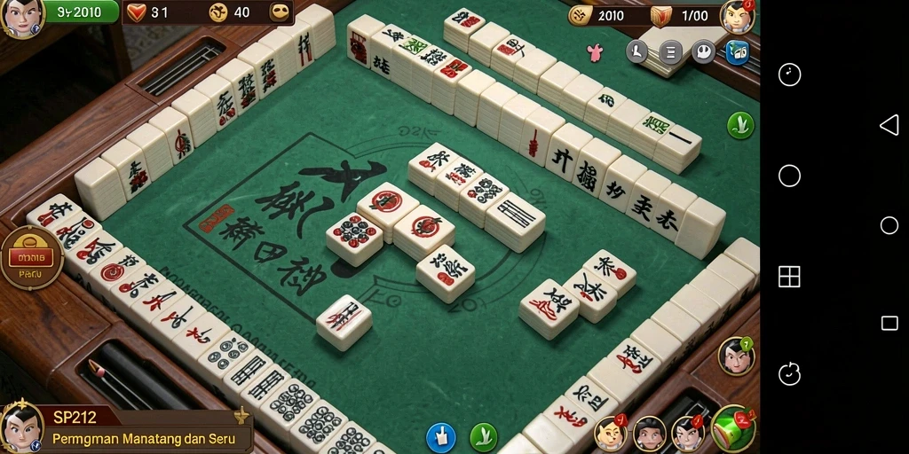 Screenshot gameplay SP212 menampilkan ubin Mahjong yang berwarna-warni dan menarik.