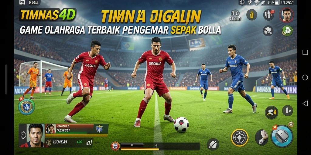 Tampilan gameplay seru dari TIMNAS4D dengan aksi sepak bola yang mendebarkan.